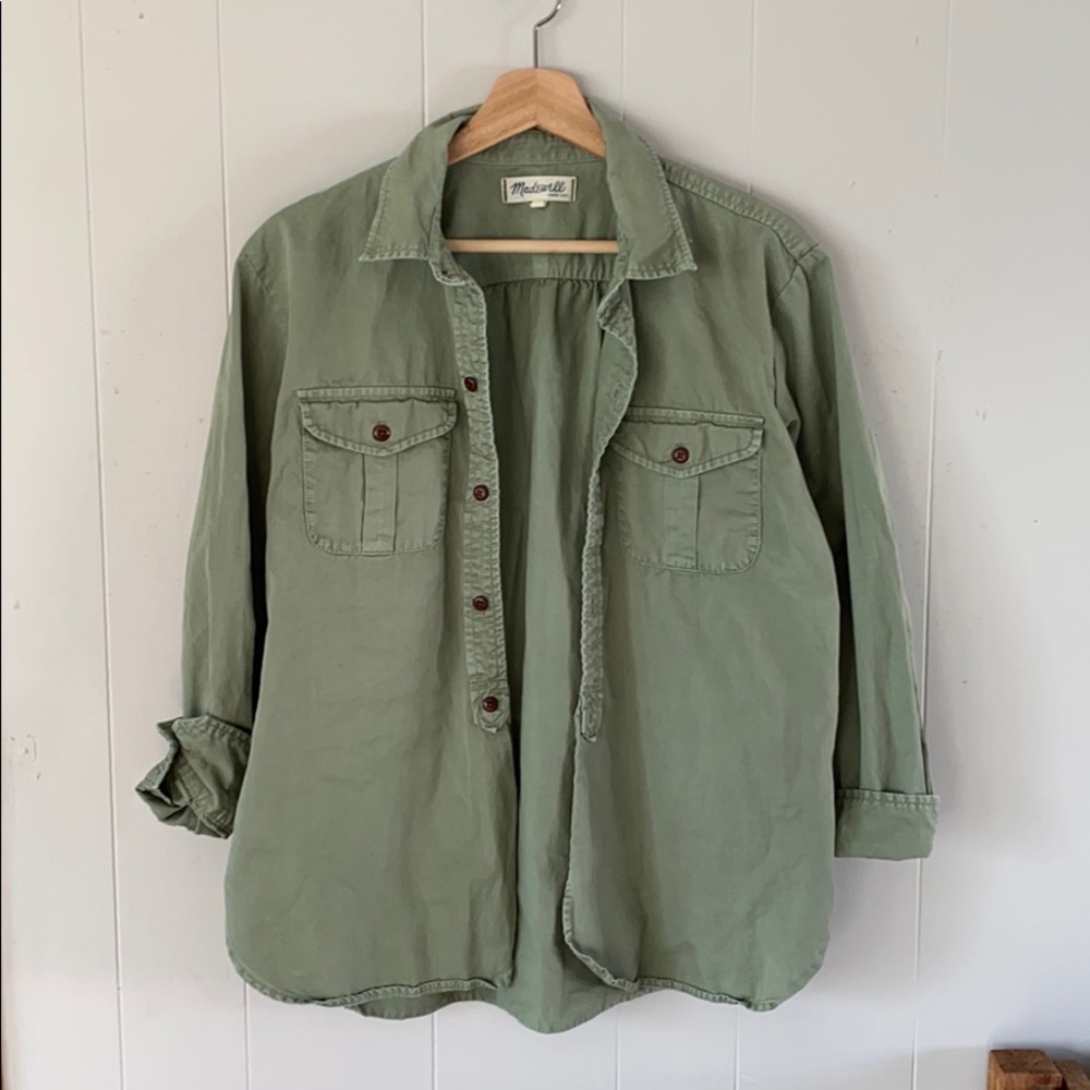 Madewell army green shirt jacket shacket small
